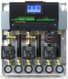 Z DWOMA GRUPAMI Z ZAWOREM TERMOSTSTYCZNYM 20-45'C I JEDNĄ Z ZAWOREM MIESZAJĄCYM I SIŁOWNIKIEM Z POMPAMI DEFRO ECOFLOW ENERGY PLU