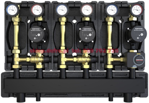 WITH TWO GROUPS WITH THERMOSTATIC VALVE 20-45'C AND ONE WITH MIXING VALVE AND ACTUATOR WITH DEFRO ECOFLOW ENERGY PUMPS