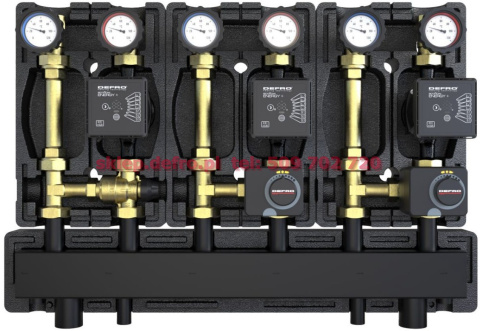 WITH GROUP WITH THERMOSTATIC VALVE 20-45'C AND TWO WITH MIXING VALVE AND ACTUATOR WITH DEFRO ECOFLOW ENERGY PLUS PUMPS