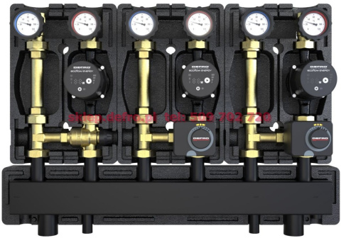 WITH GROUP WITH THERMOSTATIC VALVE 20-45'C AND TWO WITH MIXING VALVE AND SERVO-MOTOR WITH DEFRO ECOFLOW ENERGY PUMPS